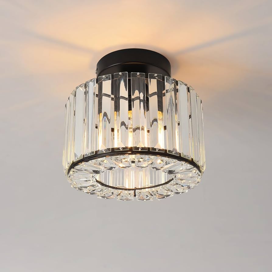Modern crystal drum ceiling lamp