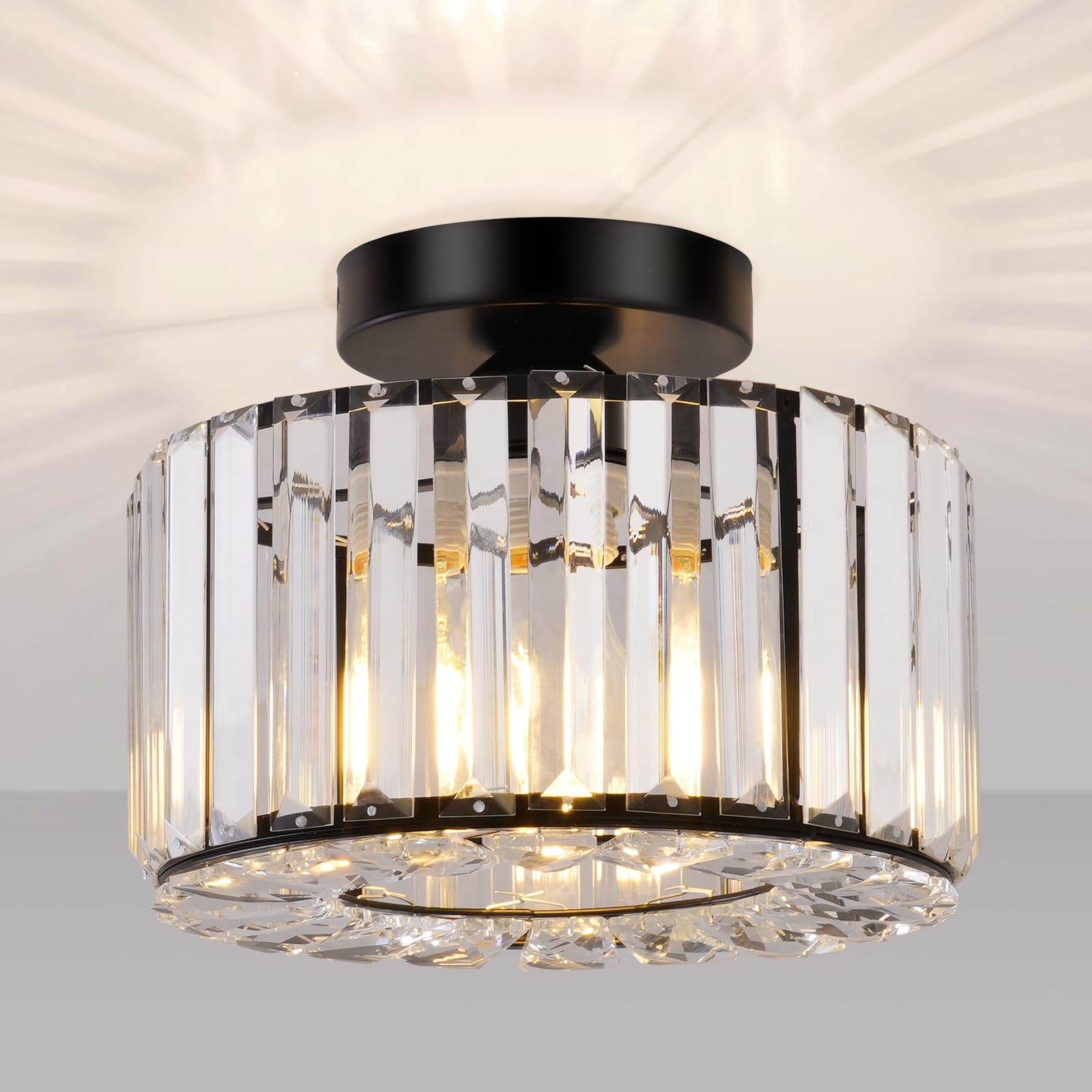 Modern crystal drum ceiling lamp