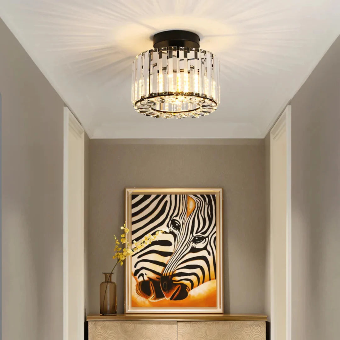 Modern crystal drum ceiling lamp