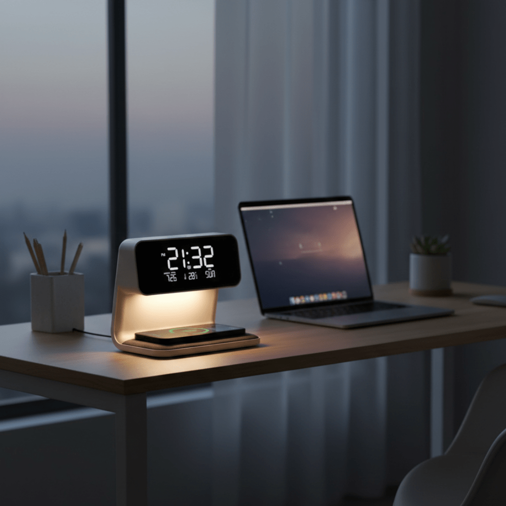 Modern LED alarm clock night lamp for the bedroom