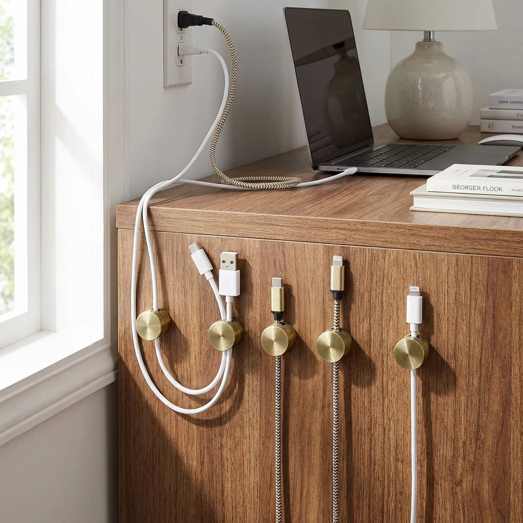 Modern desk cable organizer set of three holders