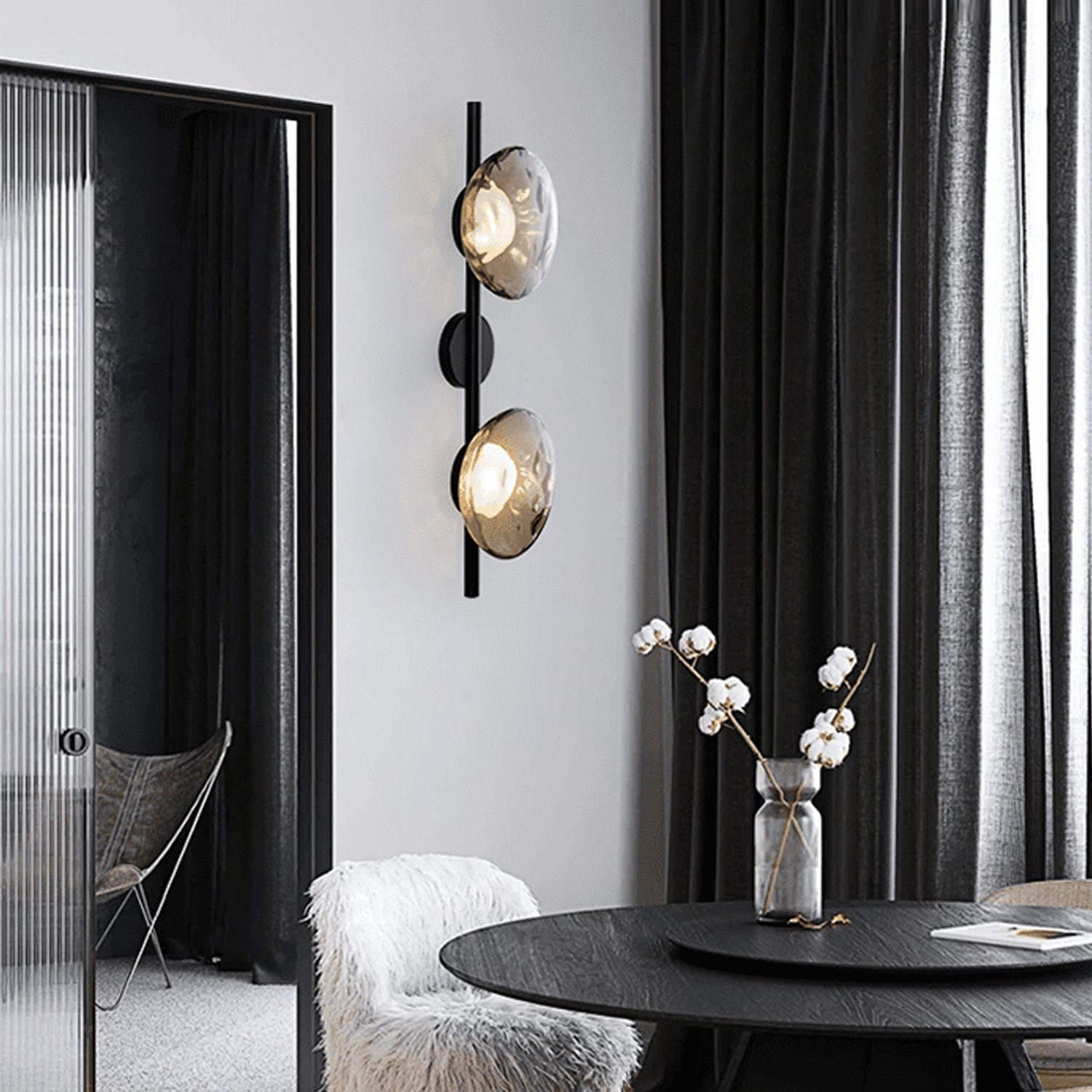Modern two-point round vertical wall sconce | Sconce for the living room