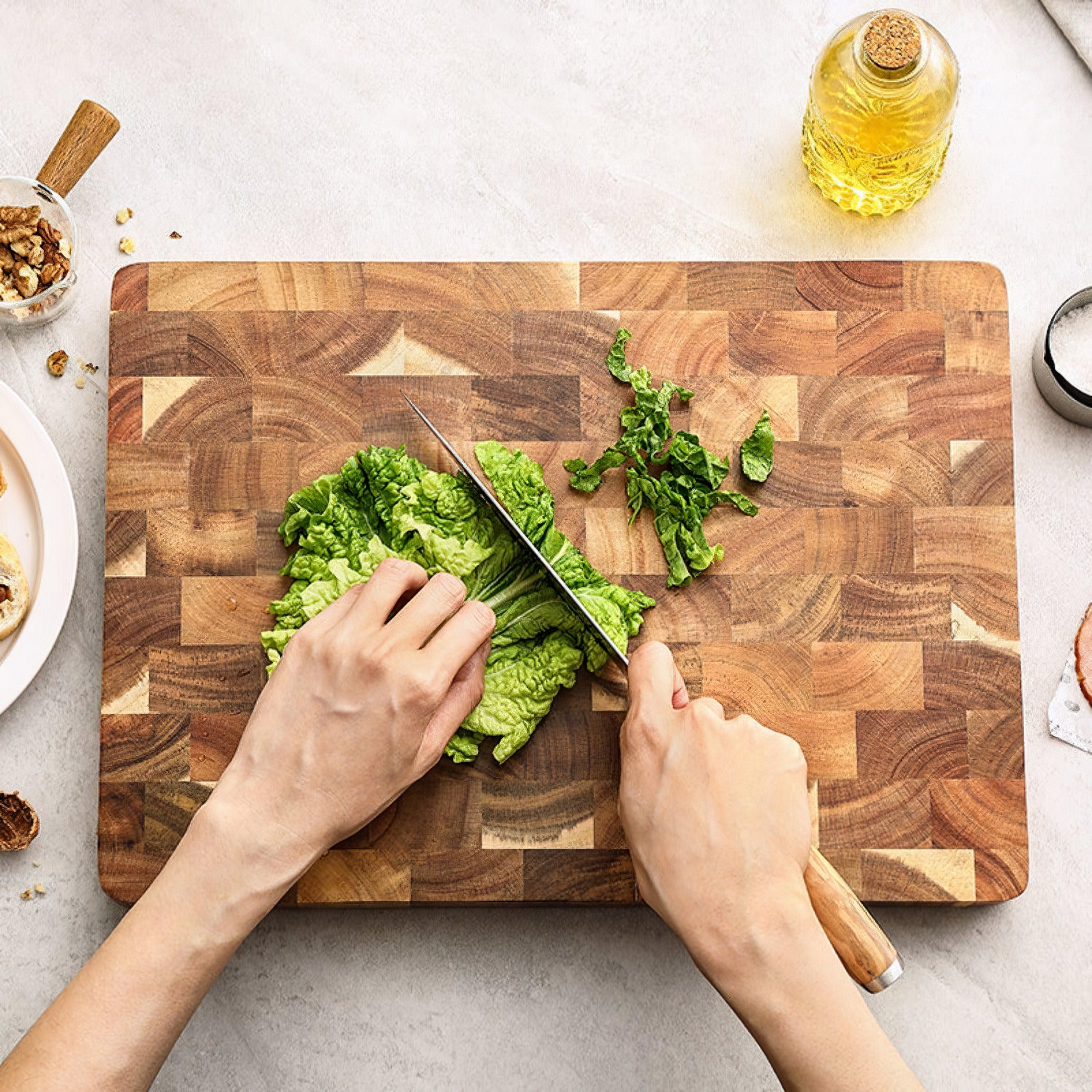 Butcher block kitchen cutting board