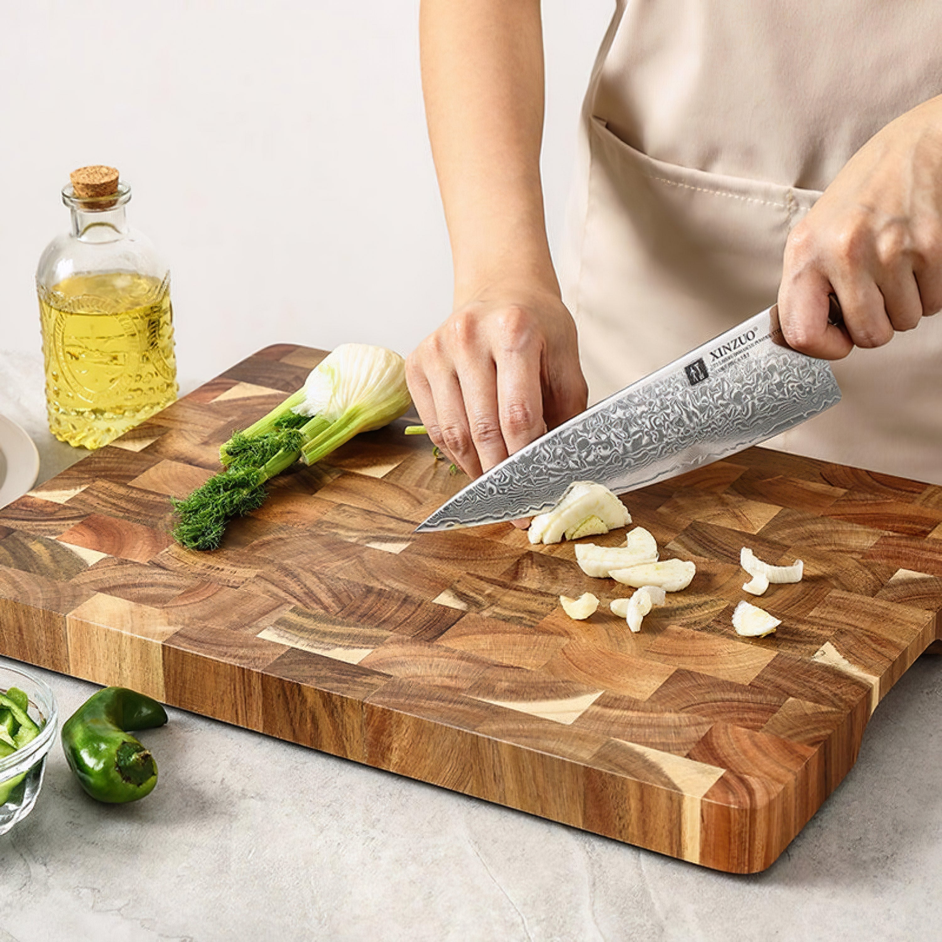 Butcher block kitchen cutting board