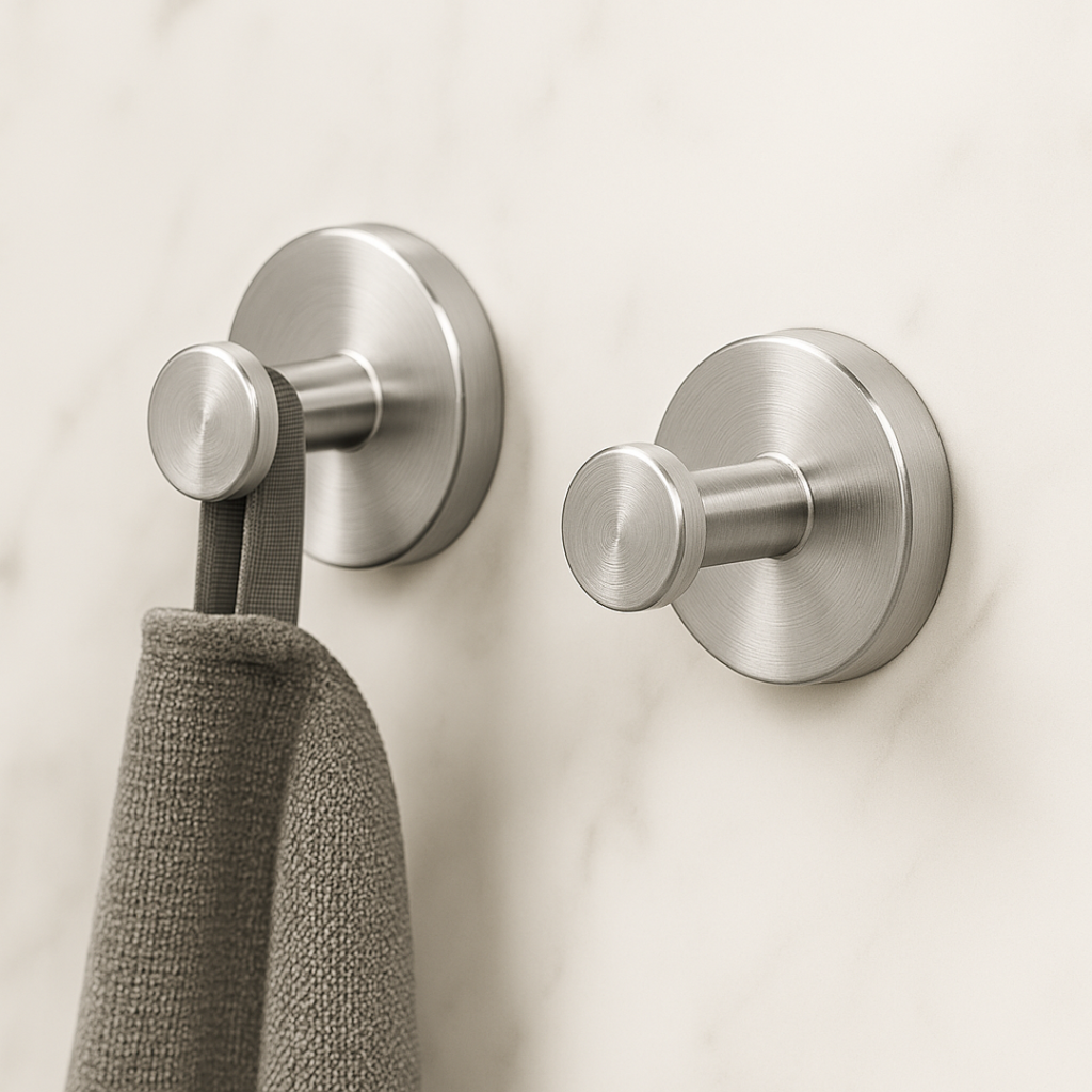 Modern self-adhesive wall hook for bathrooms, no drilling required