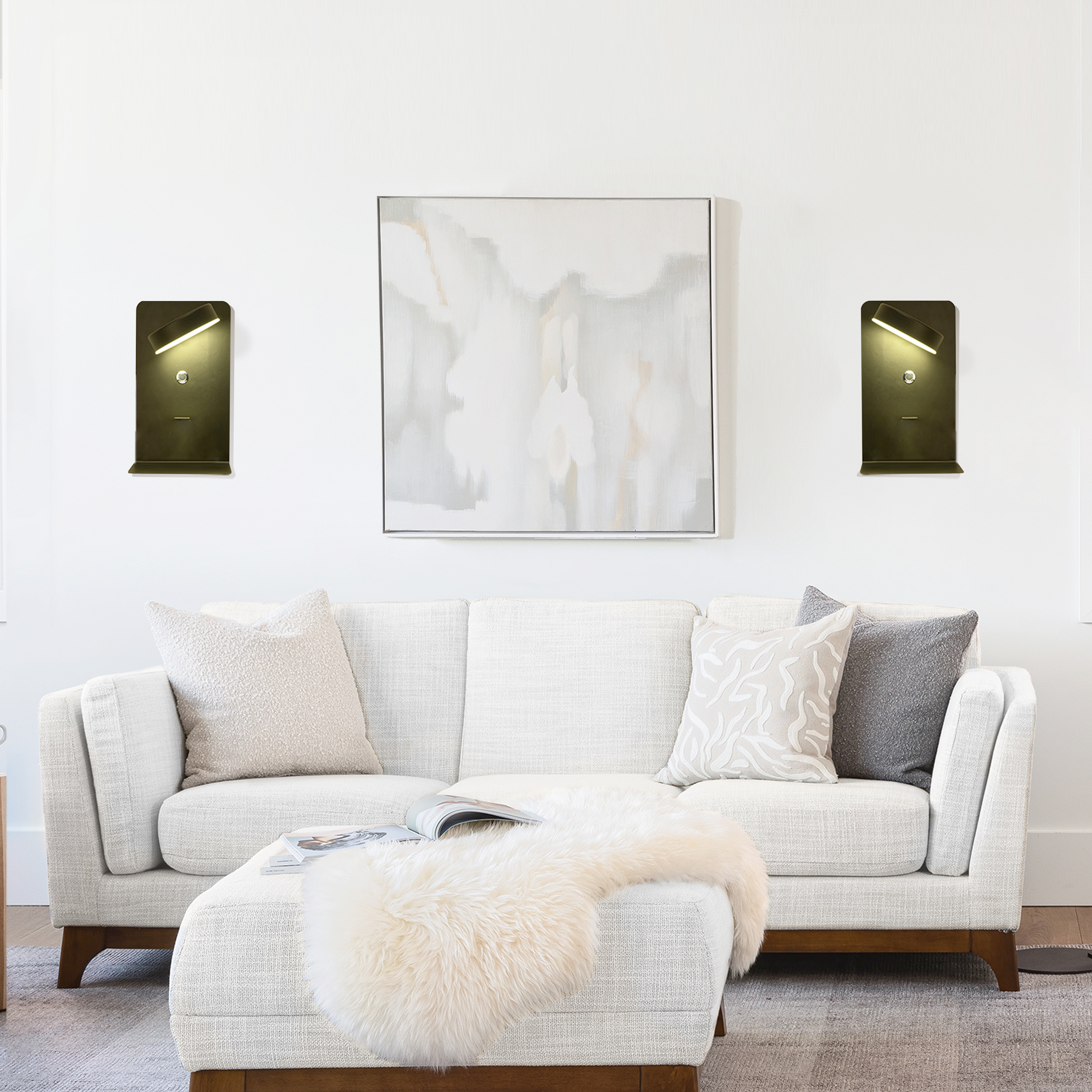 Lampa ścienna LED nowoczesna USB półka