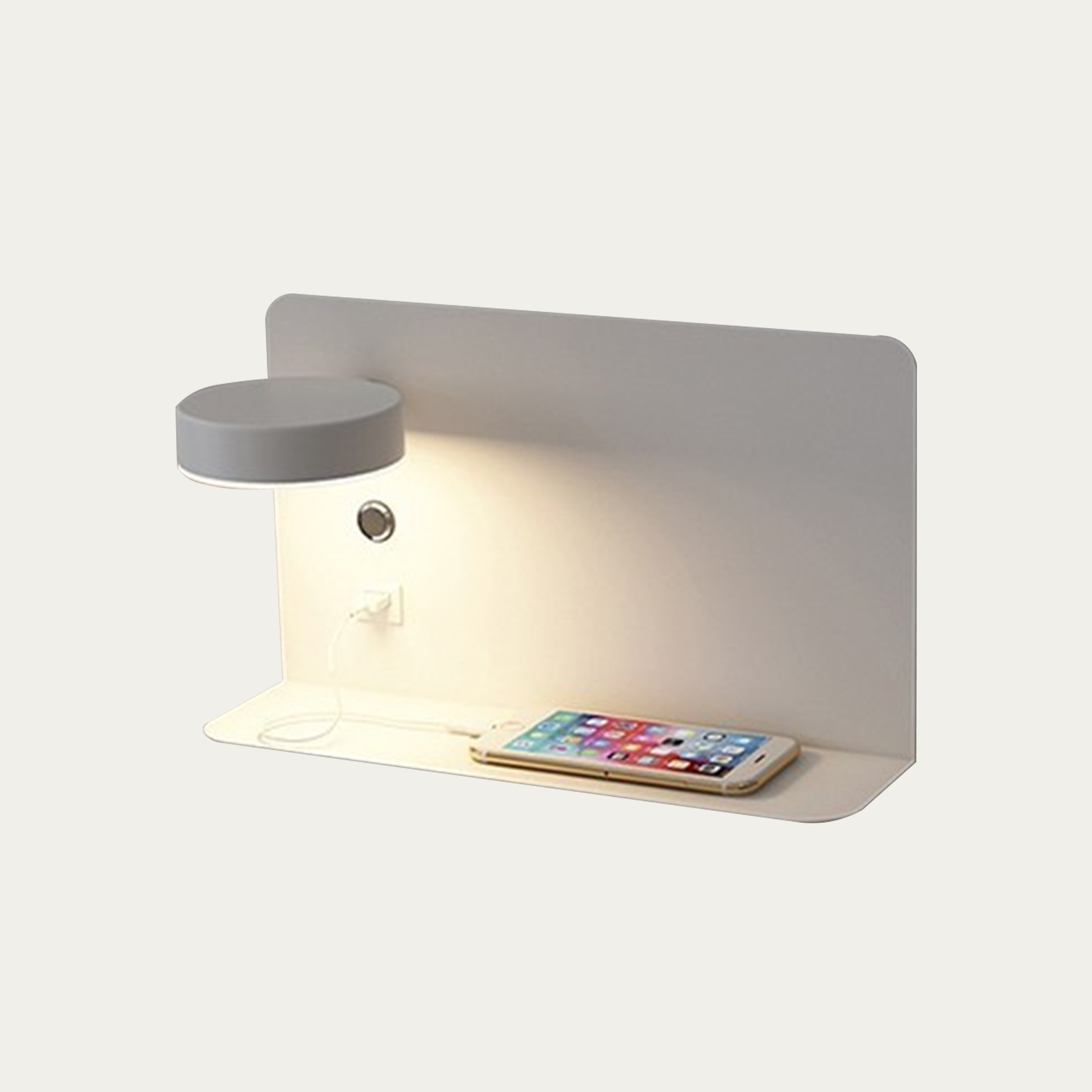 Lampa ścienna LED nowoczesna USB półka