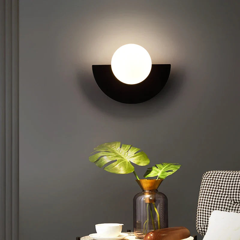 Lampa ścienna nowoczesna led geometryczna półokrągła
