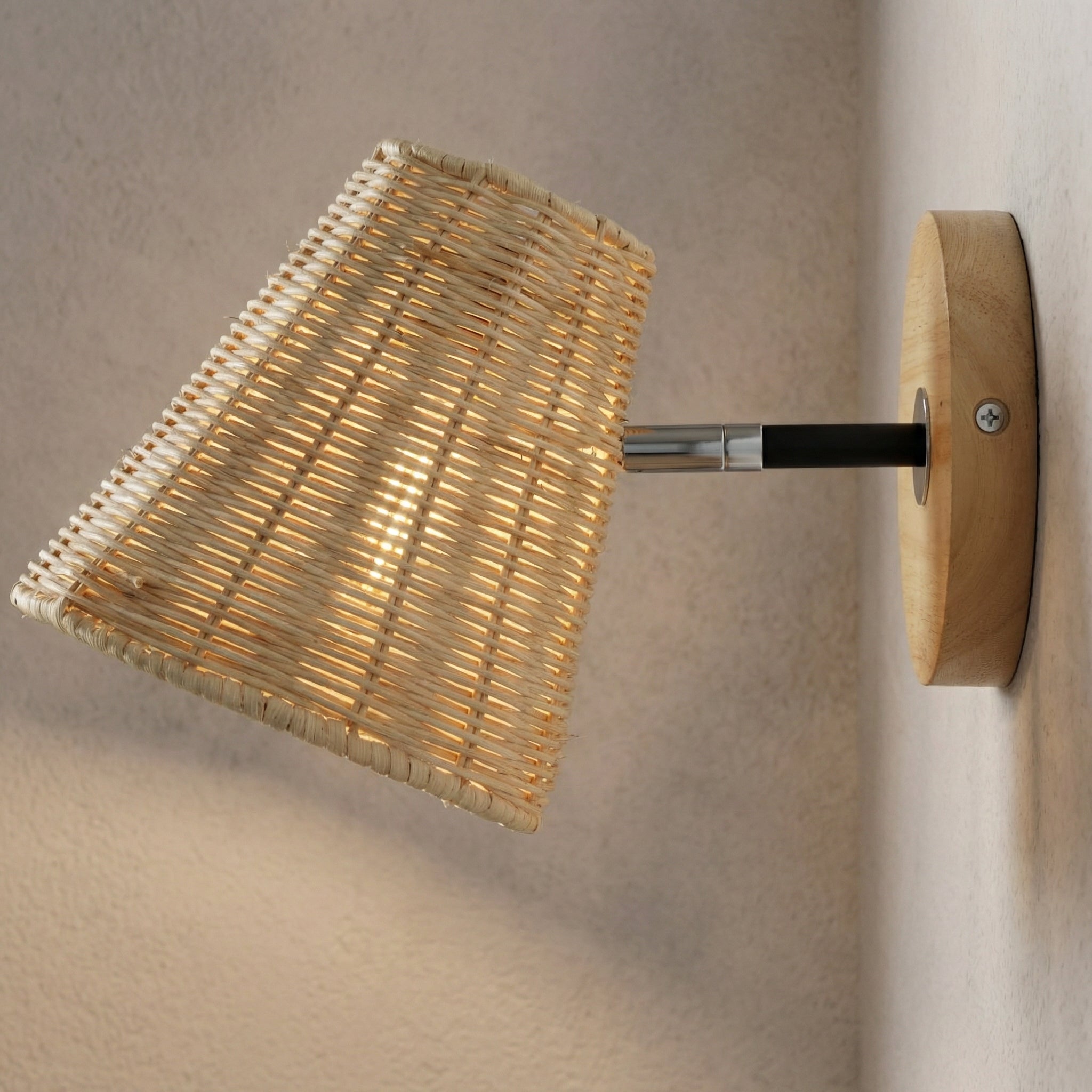 Lampa ścienna rustykalny pleciony abażur