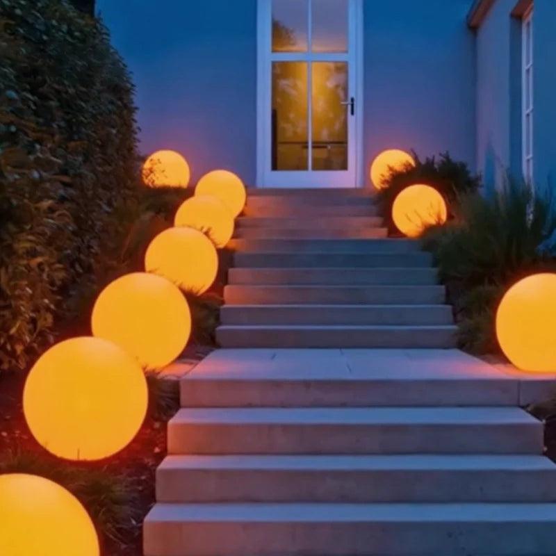 Modern round solar outdoor LED garden lamp
