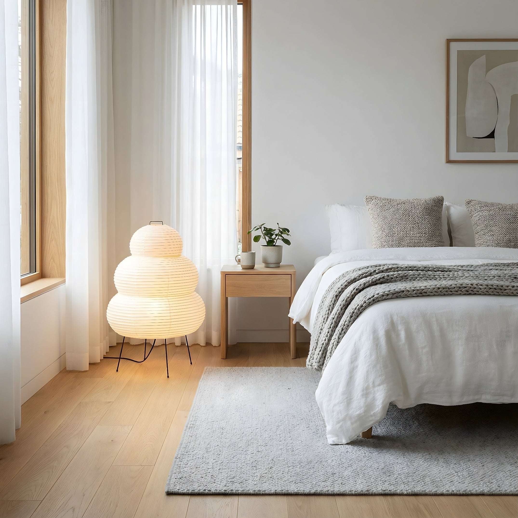 Lampa podłogowa LED japandi warstwowa minimalistyczna