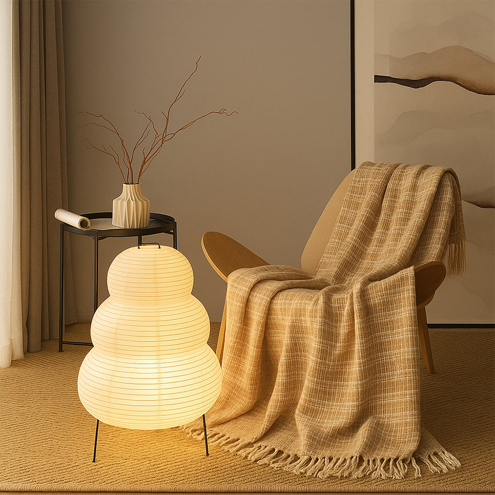 Minimalist Layered Japandi LED Floor Lamp