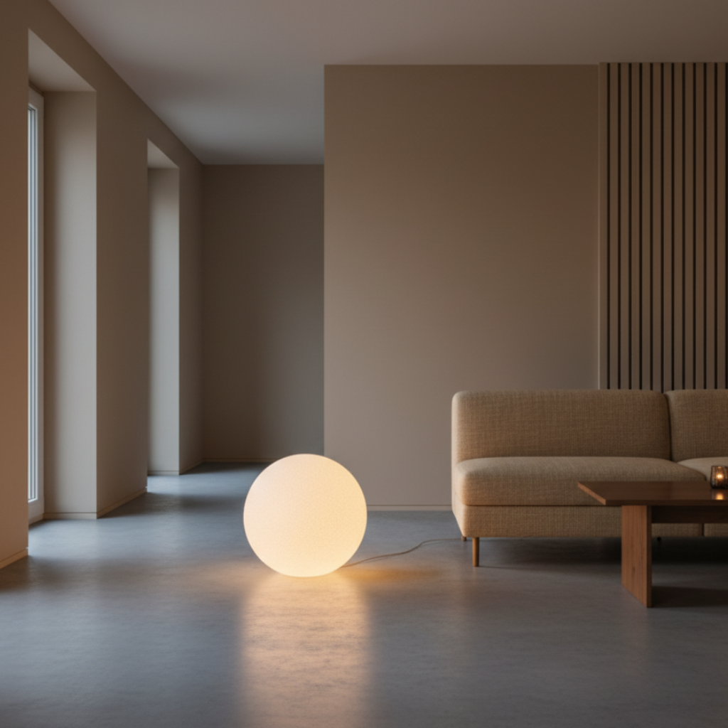 Lampa podłogowa minimalistyczna kula LED