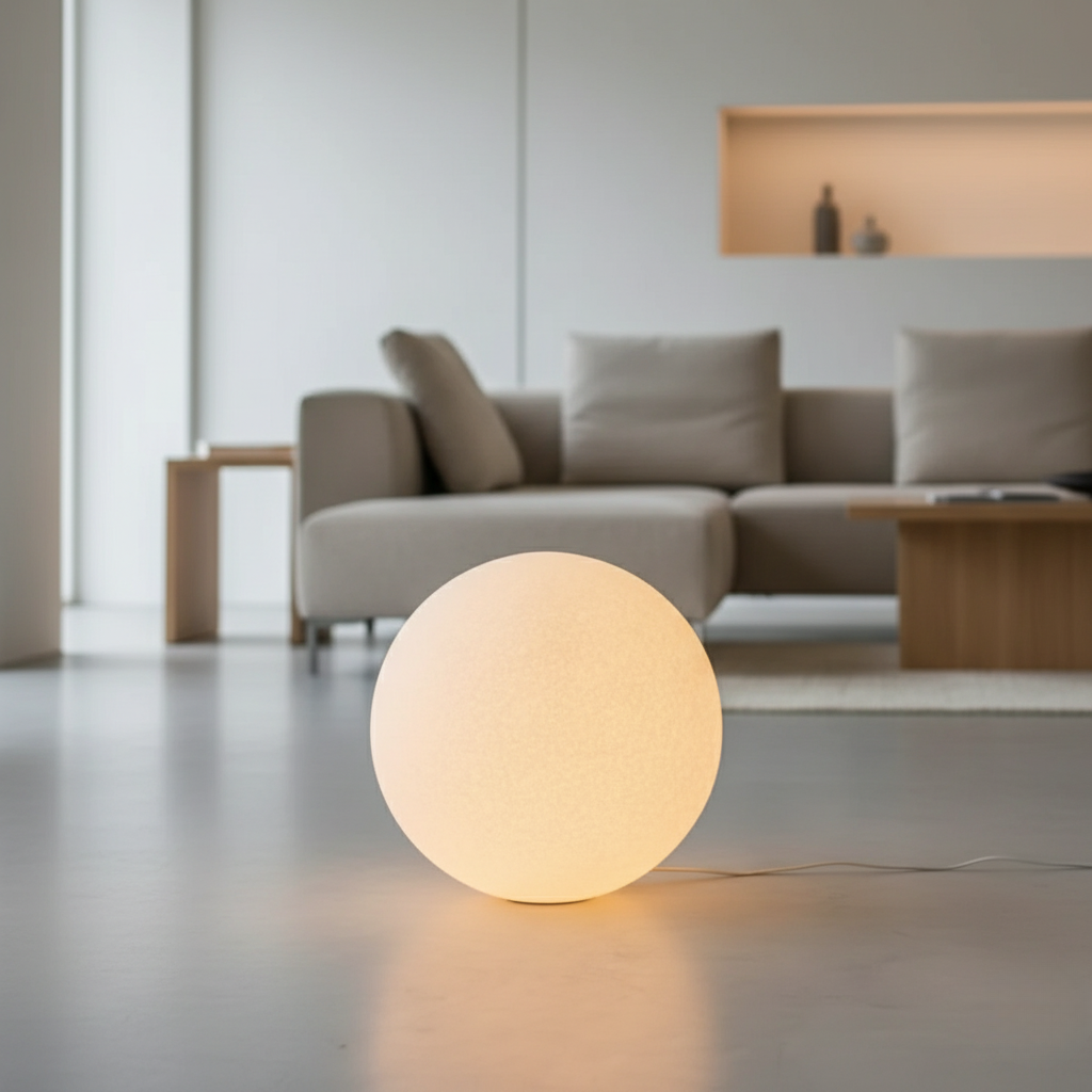 Lampa podłogowa minimalistyczna kula LED