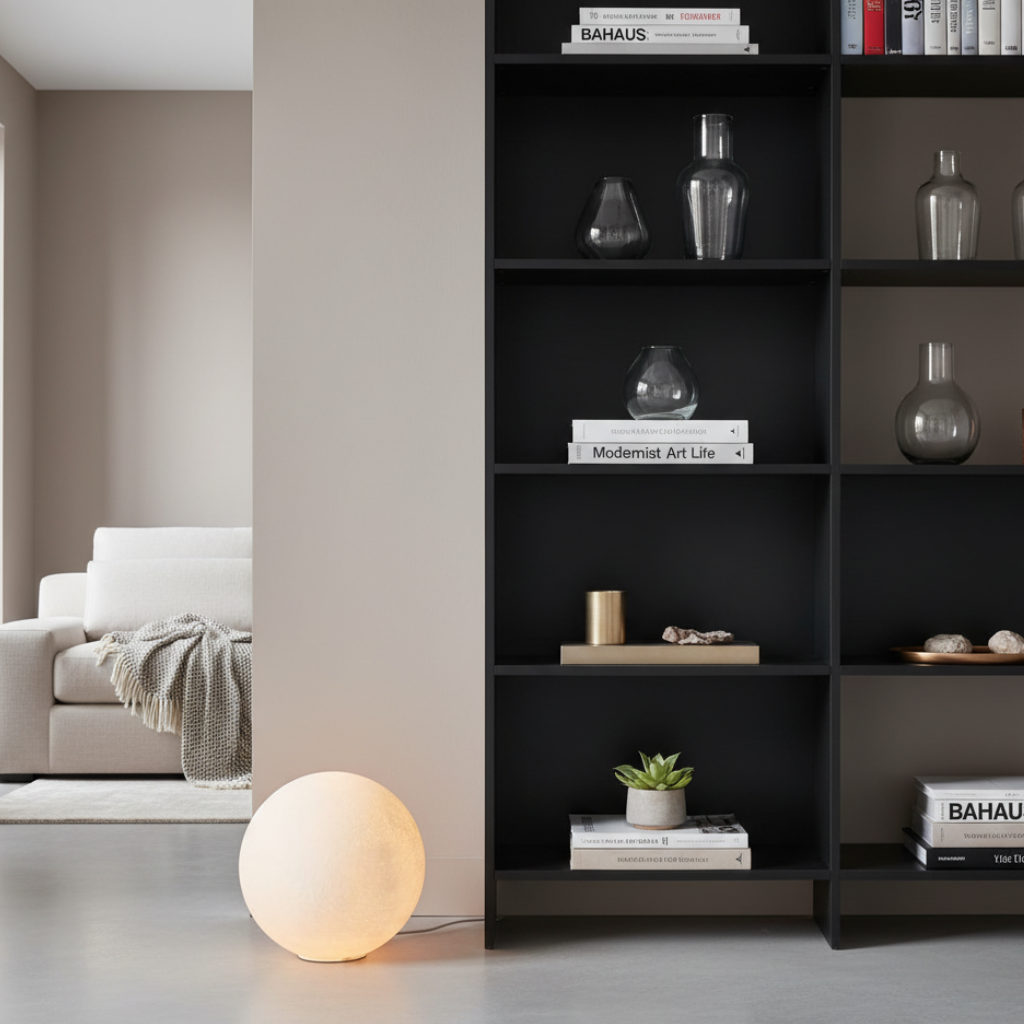 Lampa podłogowa minimalistyczna kula LED
