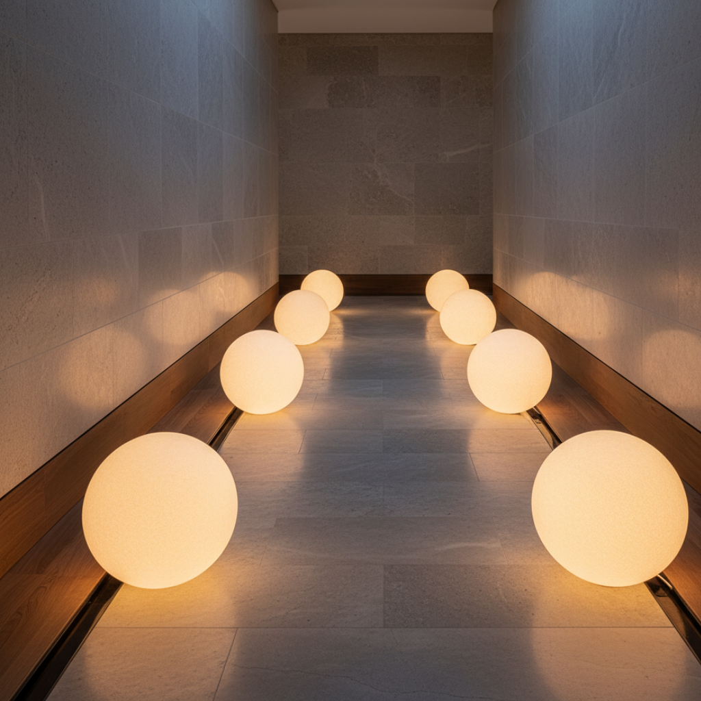 Lampa podłogowa minimalistyczna kula LED