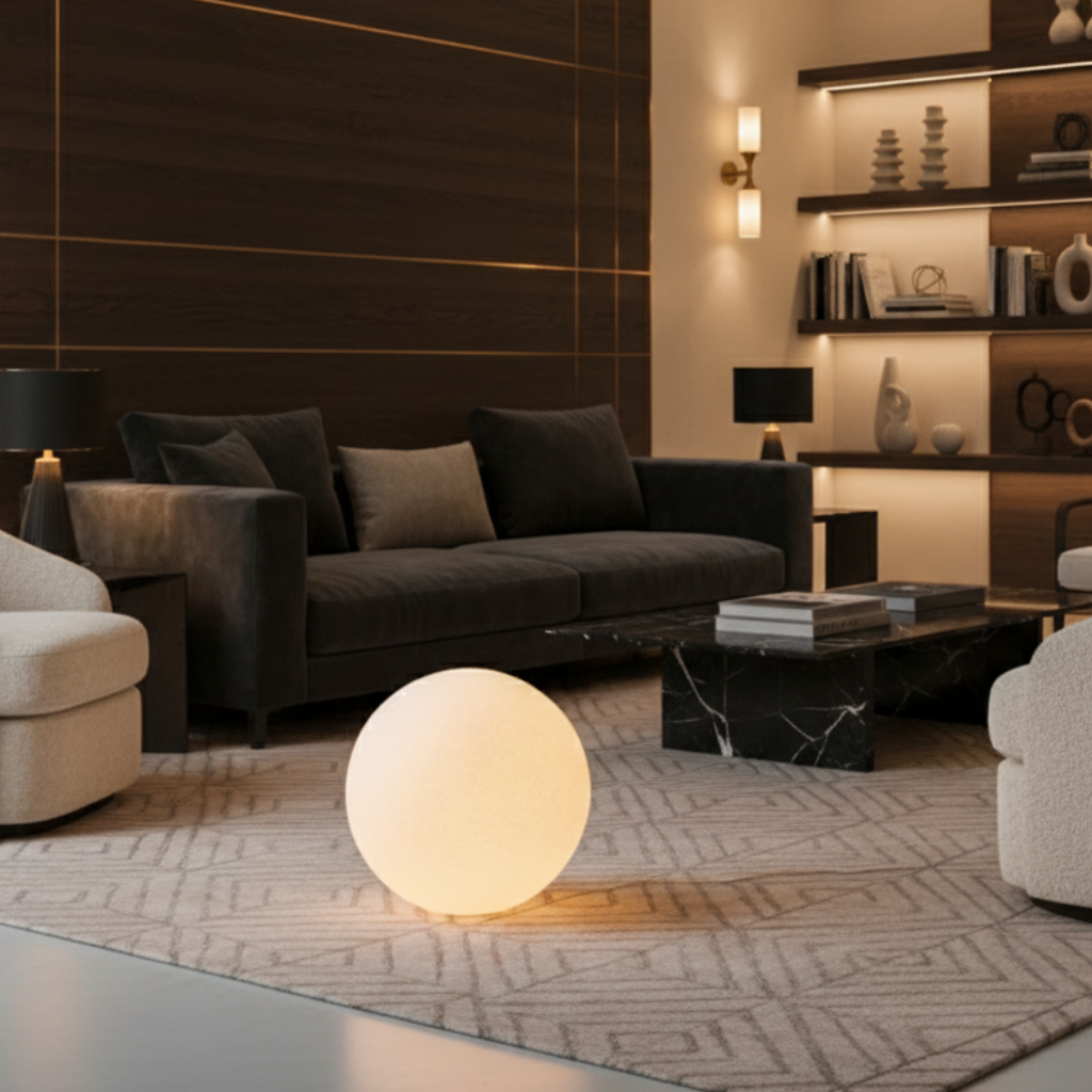 Lampa podłogowa minimalistyczna kula LED