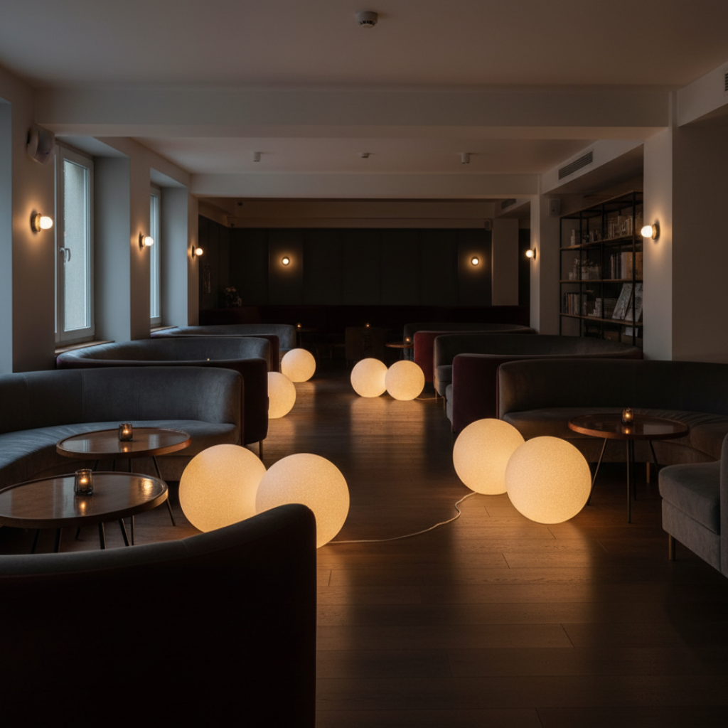 Lampa podłogowa minimalistyczna kula LED