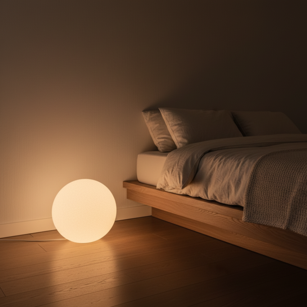 Lampa podłogowa minimalistyczna kula LED