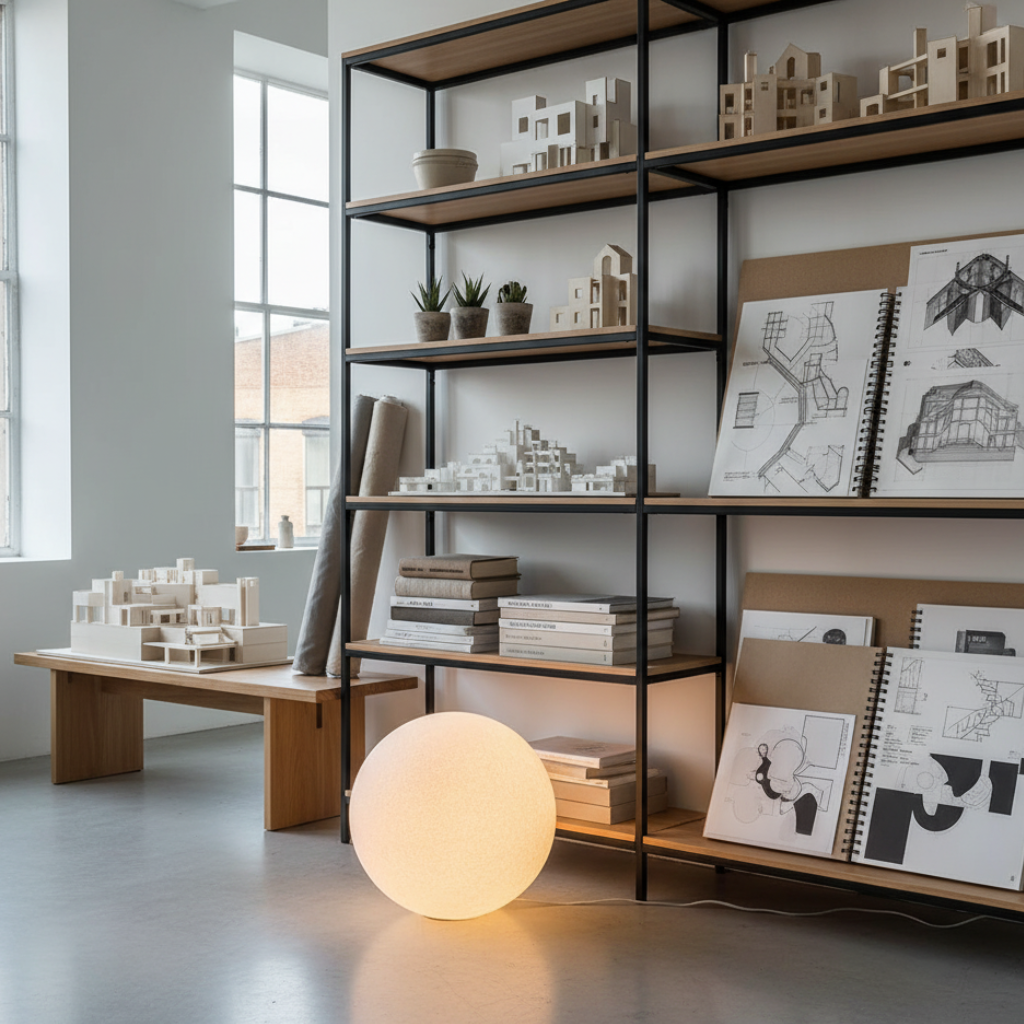 Lampa podłogowa minimalistyczna kula LED