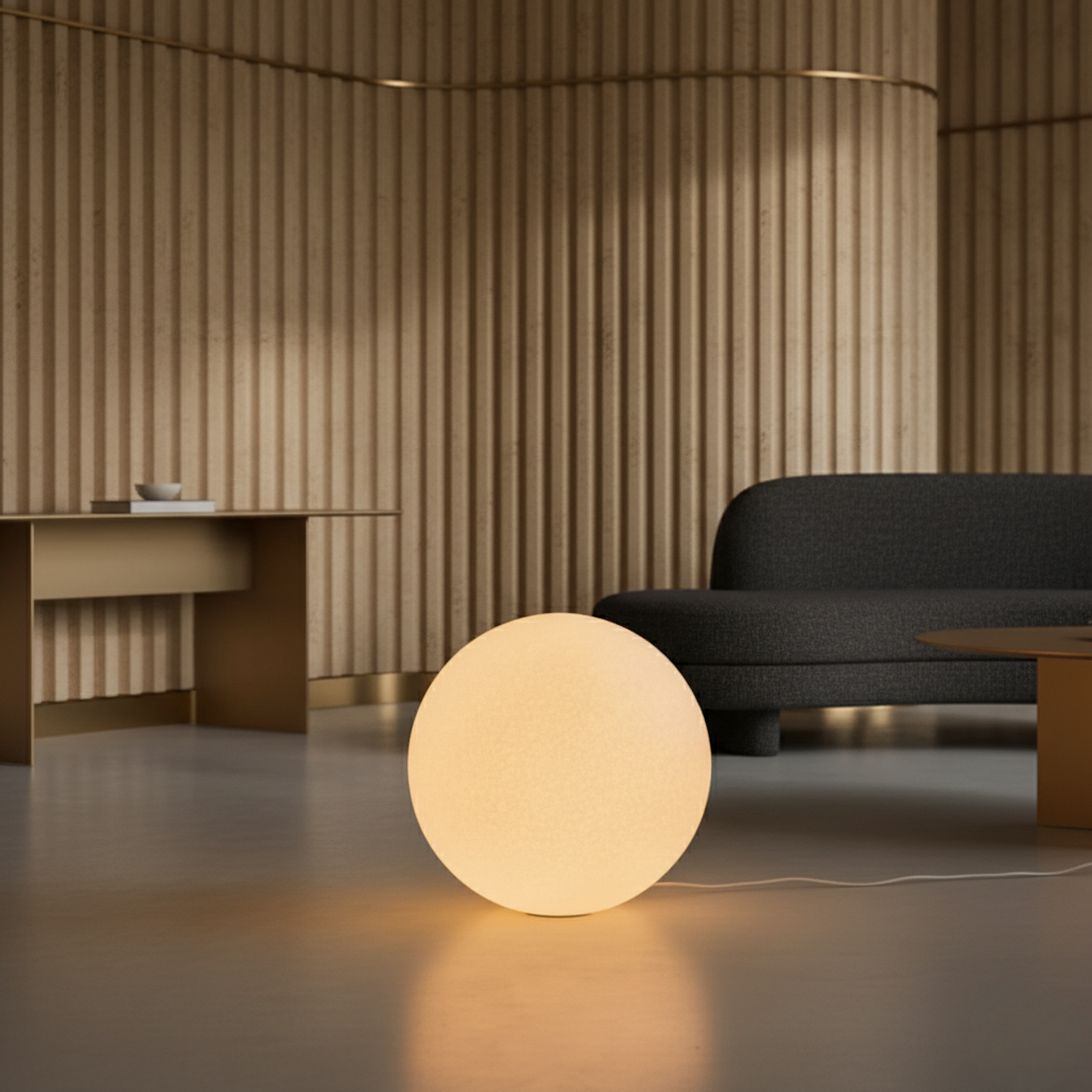 Lampa podłogowa minimalistyczna kula LED