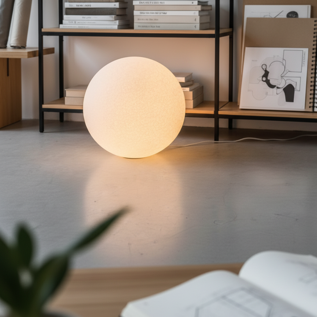 Lampa podłogowa minimalistyczna kula LED