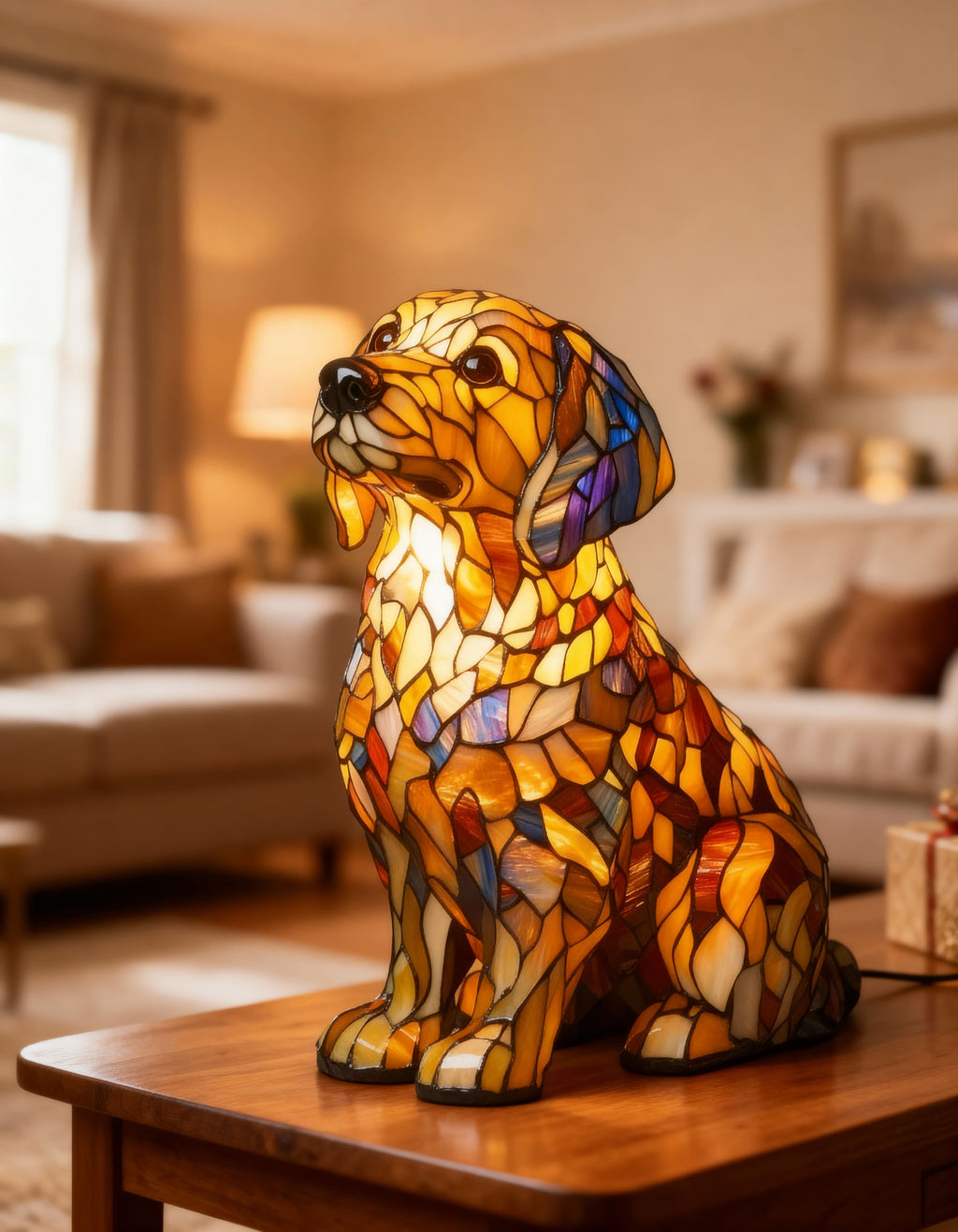 Lampa stołowa LED dekoracyjna mozaika labrador retriever