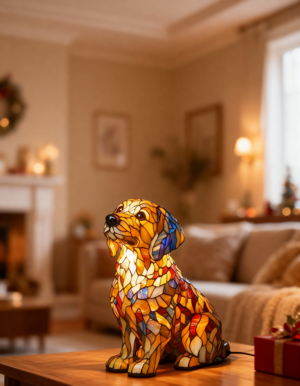 Lampa stołowa LED dekoracyjna mozaika labrador retriever