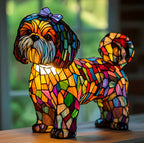 Lampa stołowa LED dekoracyjna mozaika shih tzu
