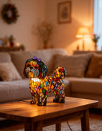 Lampa stołowa LED dekoracyjna mozaika shih tzu