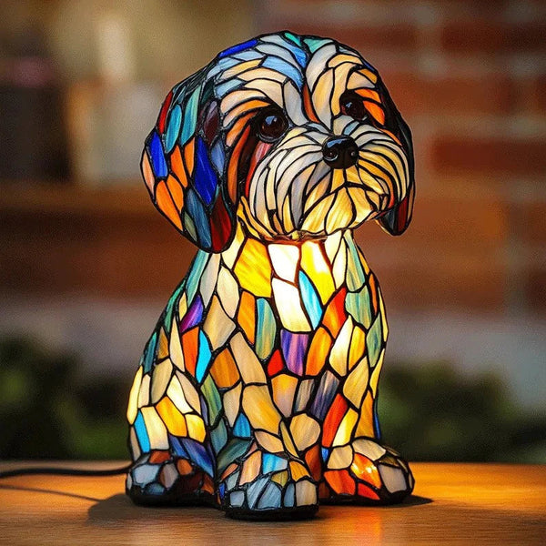 Decorative LED mosaic Yorkshire Terrier table lamp