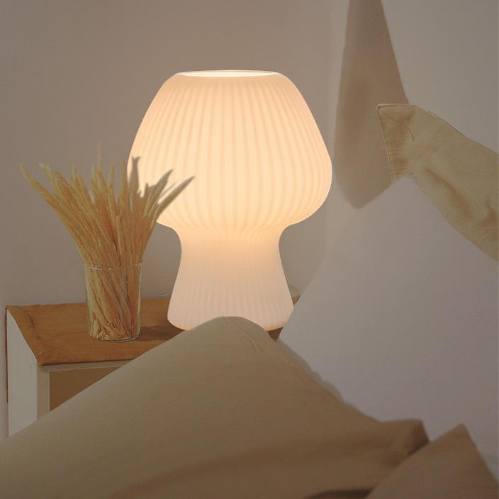 Lampa stołowa LED plisowany styl grzybkowy