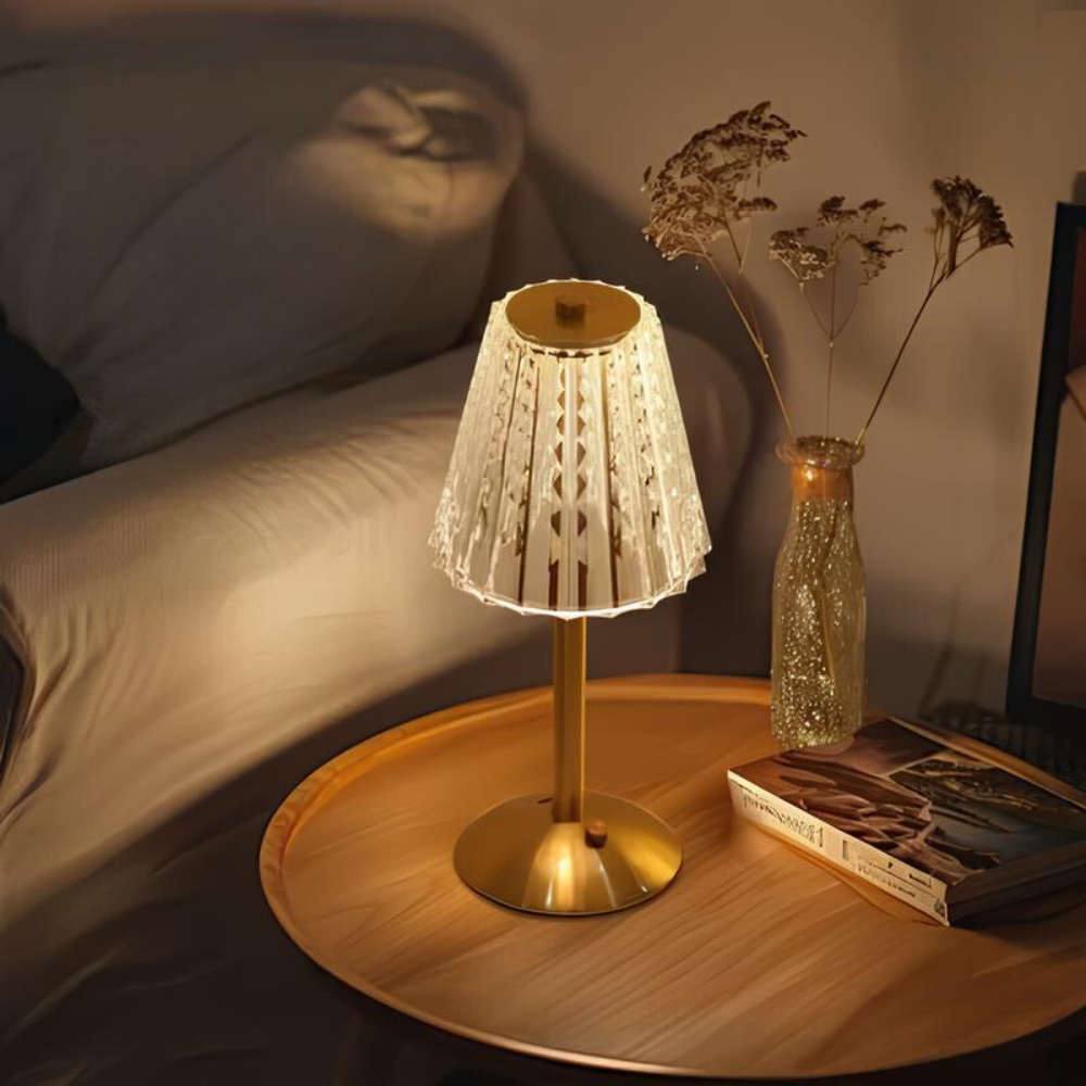 Lampa stołowa dekoracyjna LED złoty elegancki design