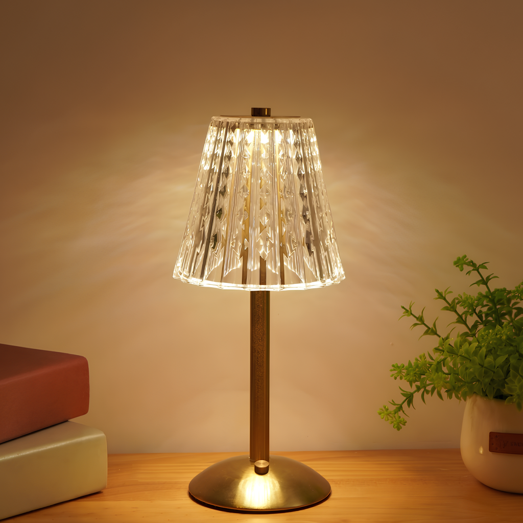 Lampa stołowa dekoracyjna LED złoty elegancki design
