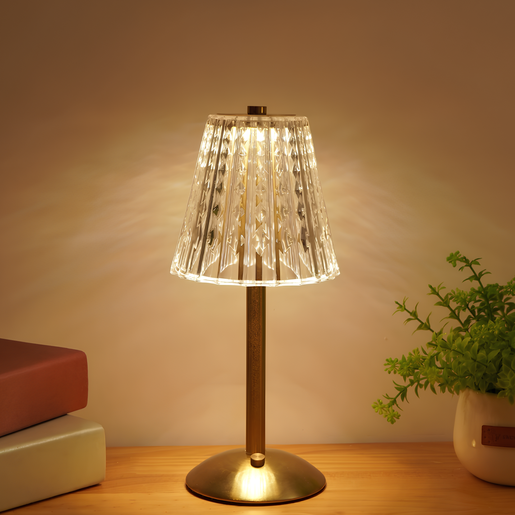 Lampa stołowa dekoracyjna LED złoty elegancki design