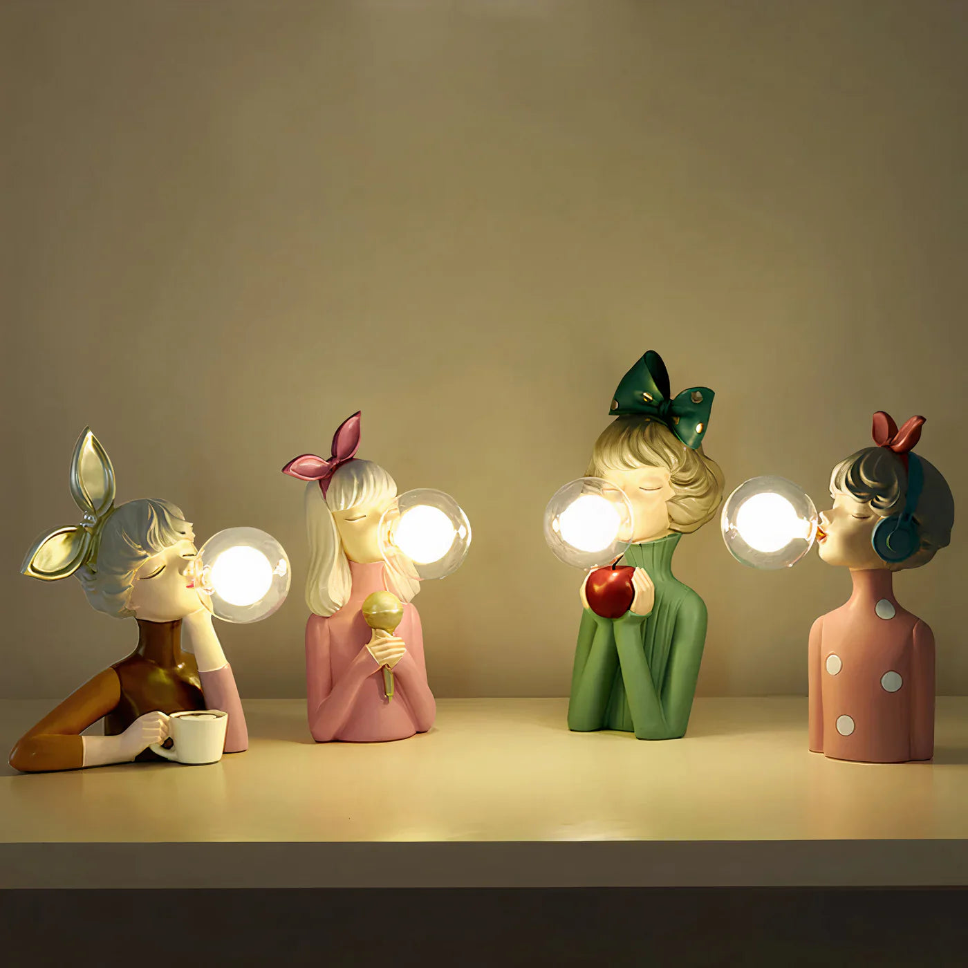 Lampa stołowa dziewczynka balon dekoracyjna LED