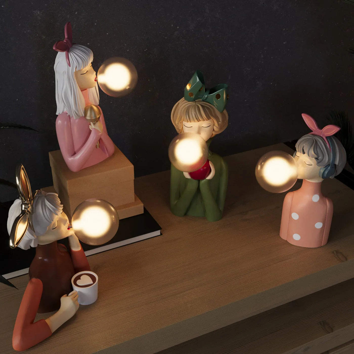 Lampa stołowa dziewczynka balon dekoracyjna LED