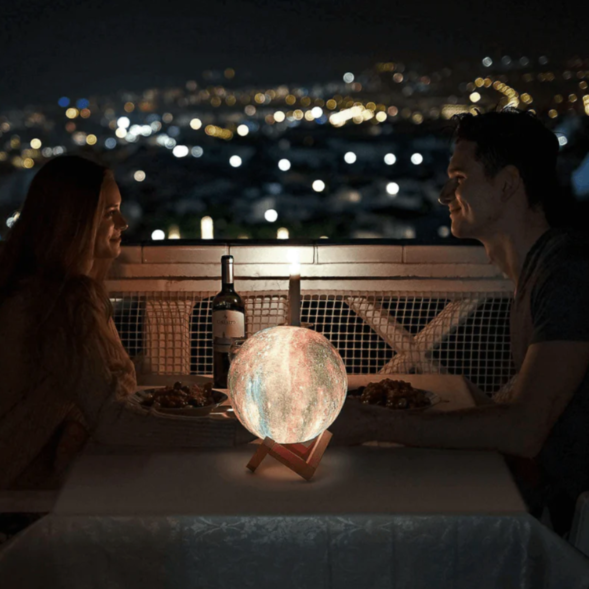 Galaxy moon decorative USB table lamp