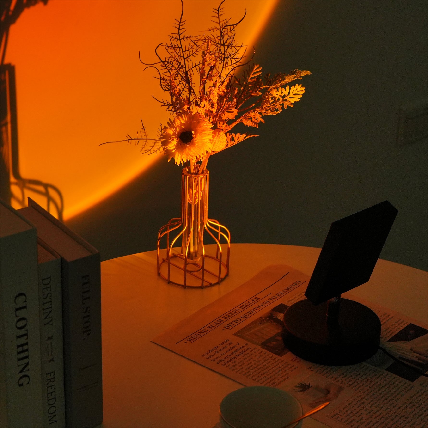Lampa stołowa nowoczesna czarna sunset USB