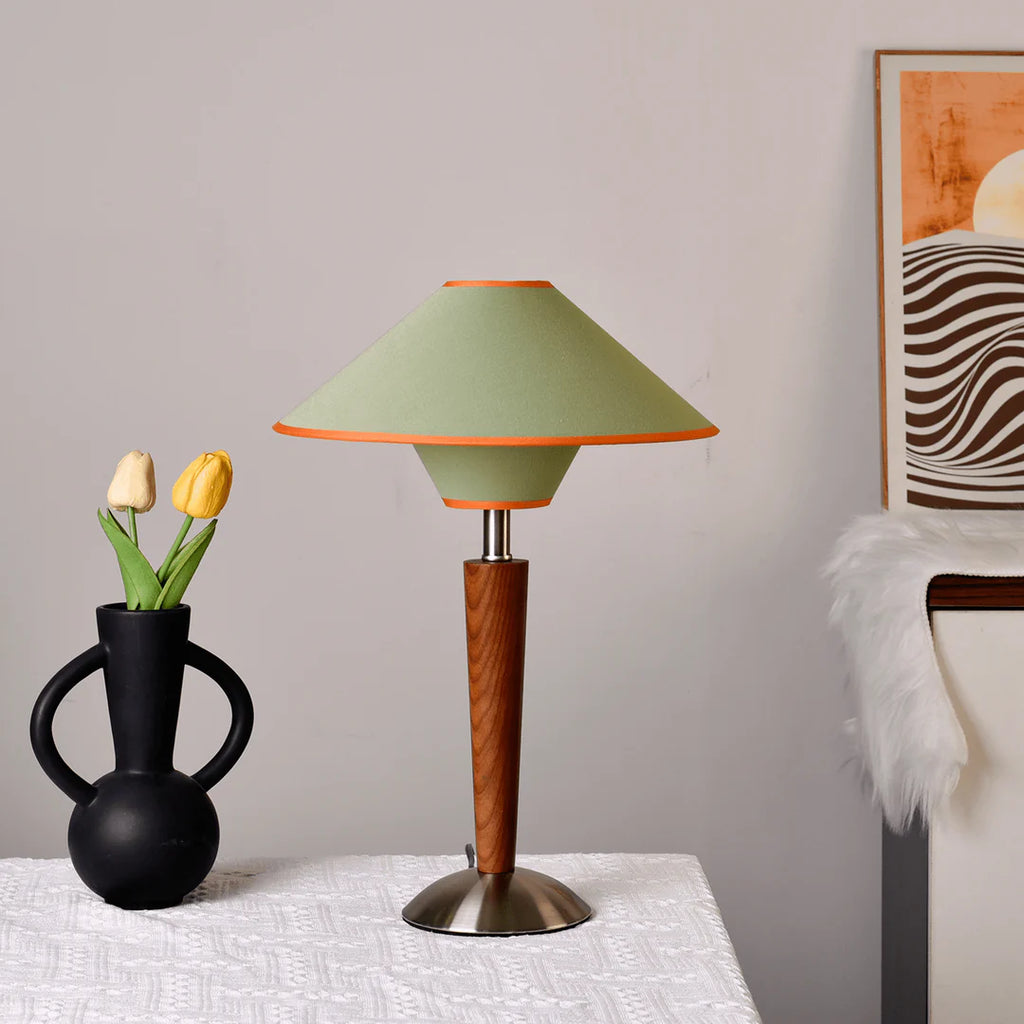 Modern Wooden LED Table Lamp with Fabric Shade