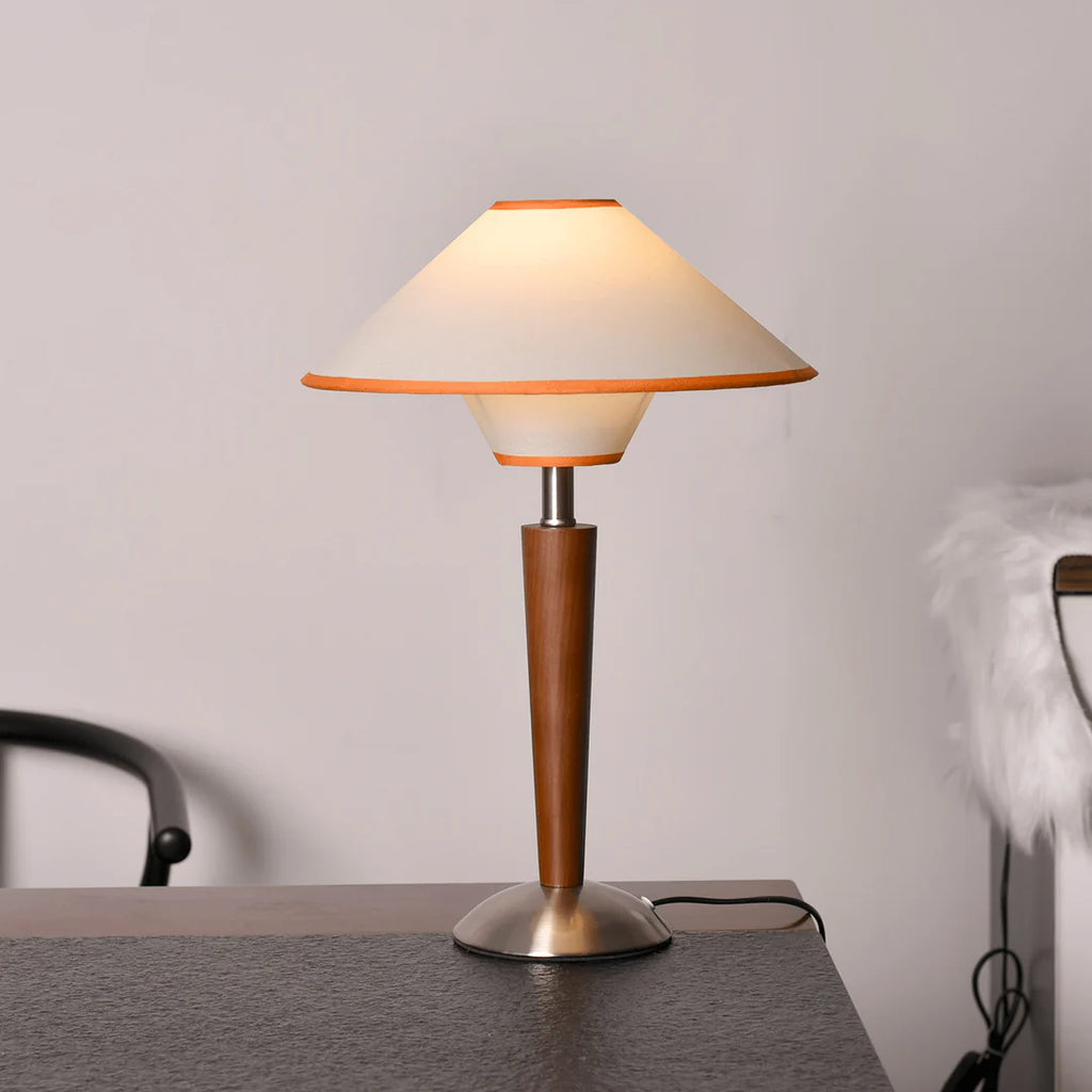 Modern Wooden LED Table Lamp with Fabric Shade