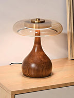 Lampa stołowa nowoczesna led drewniana okrągła