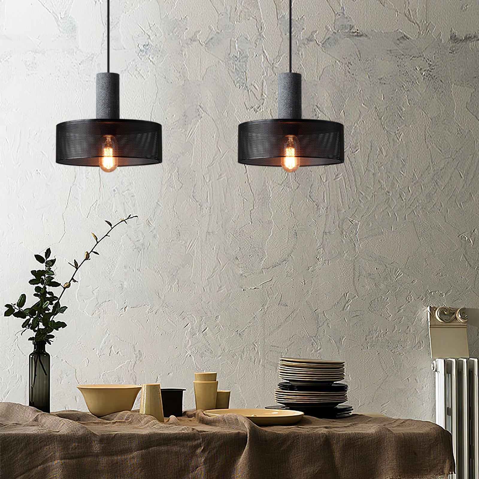 Modern minimalist industrial cylinder pendant lamp
