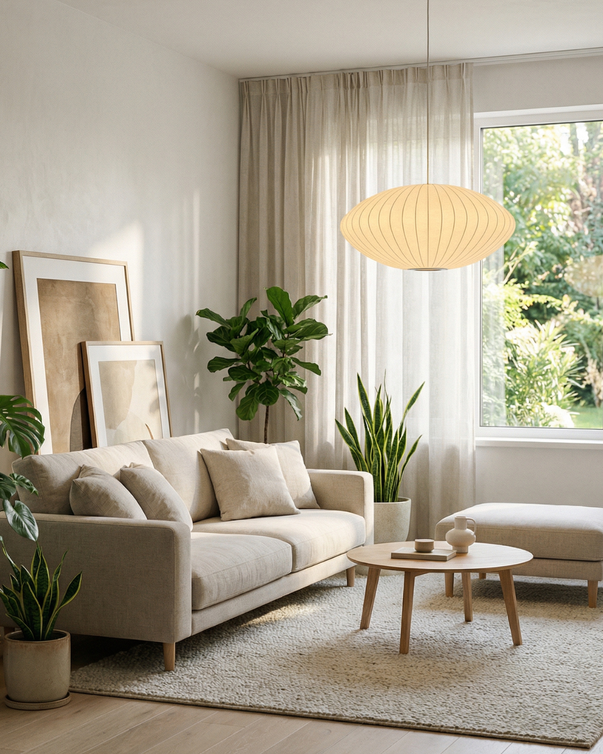 Oval Japandi pendant lamp