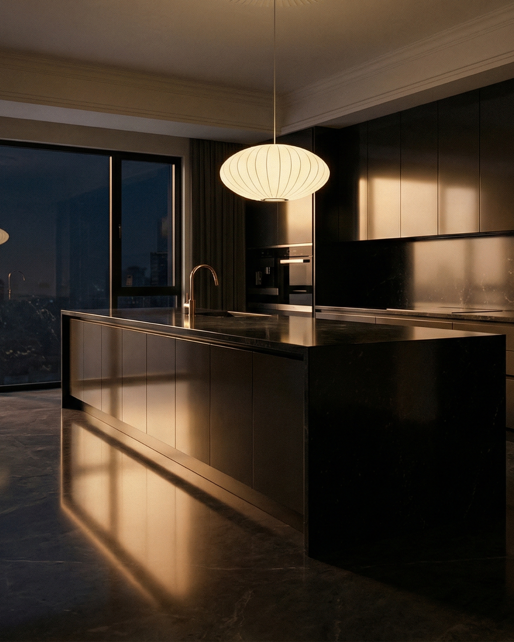 Oval Japandi pendant lamp
