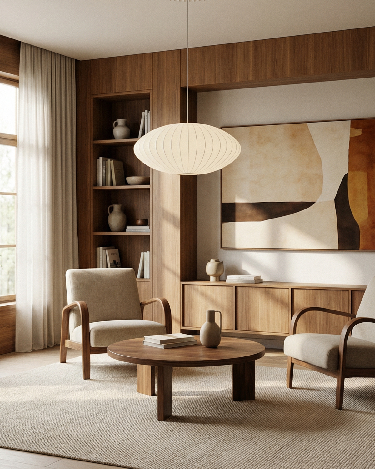 Oval Japandi pendant lamp