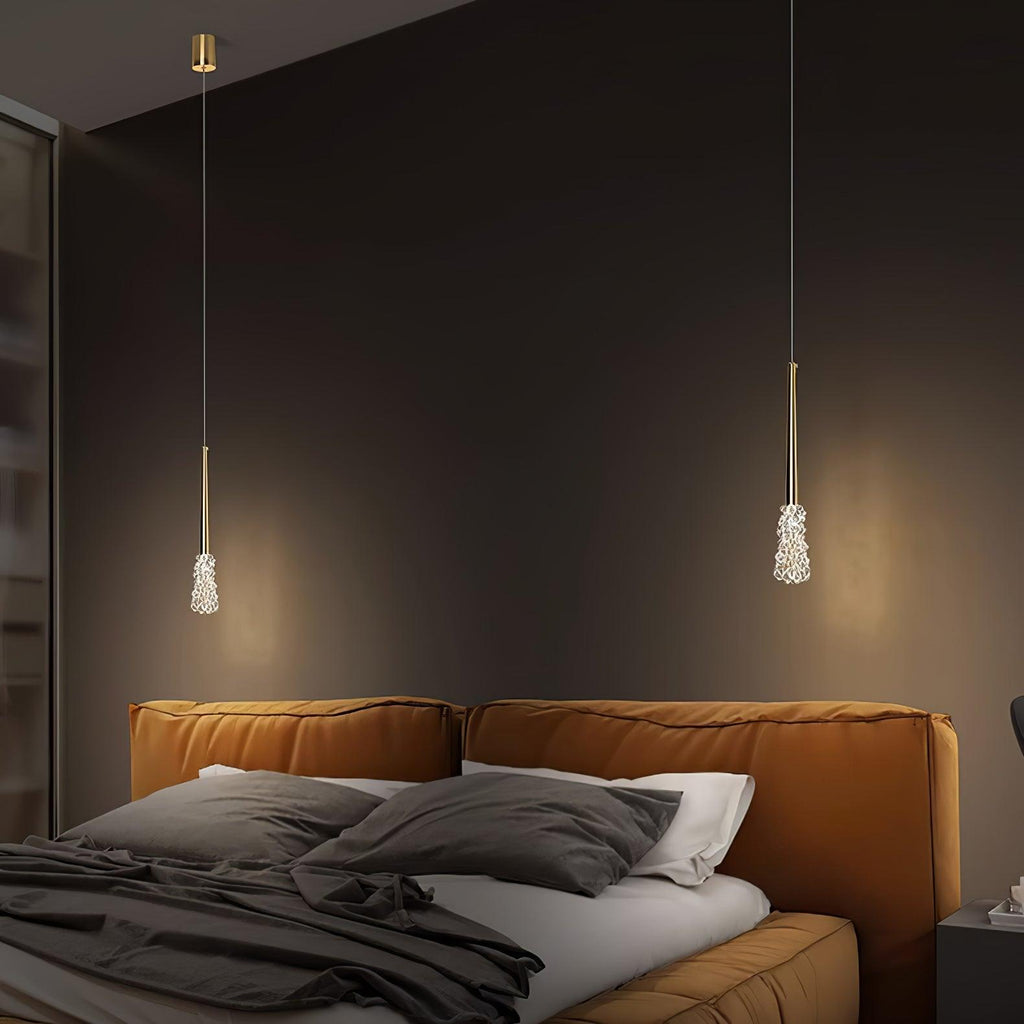Modern conical crystal pendant lamp