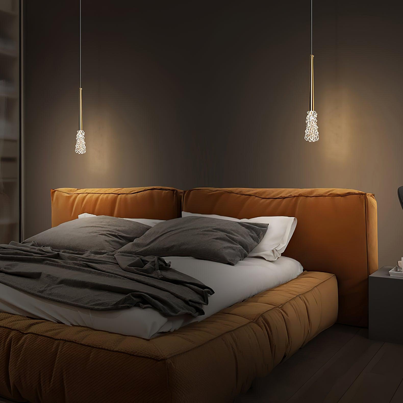 Modern conical crystal pendant lamp