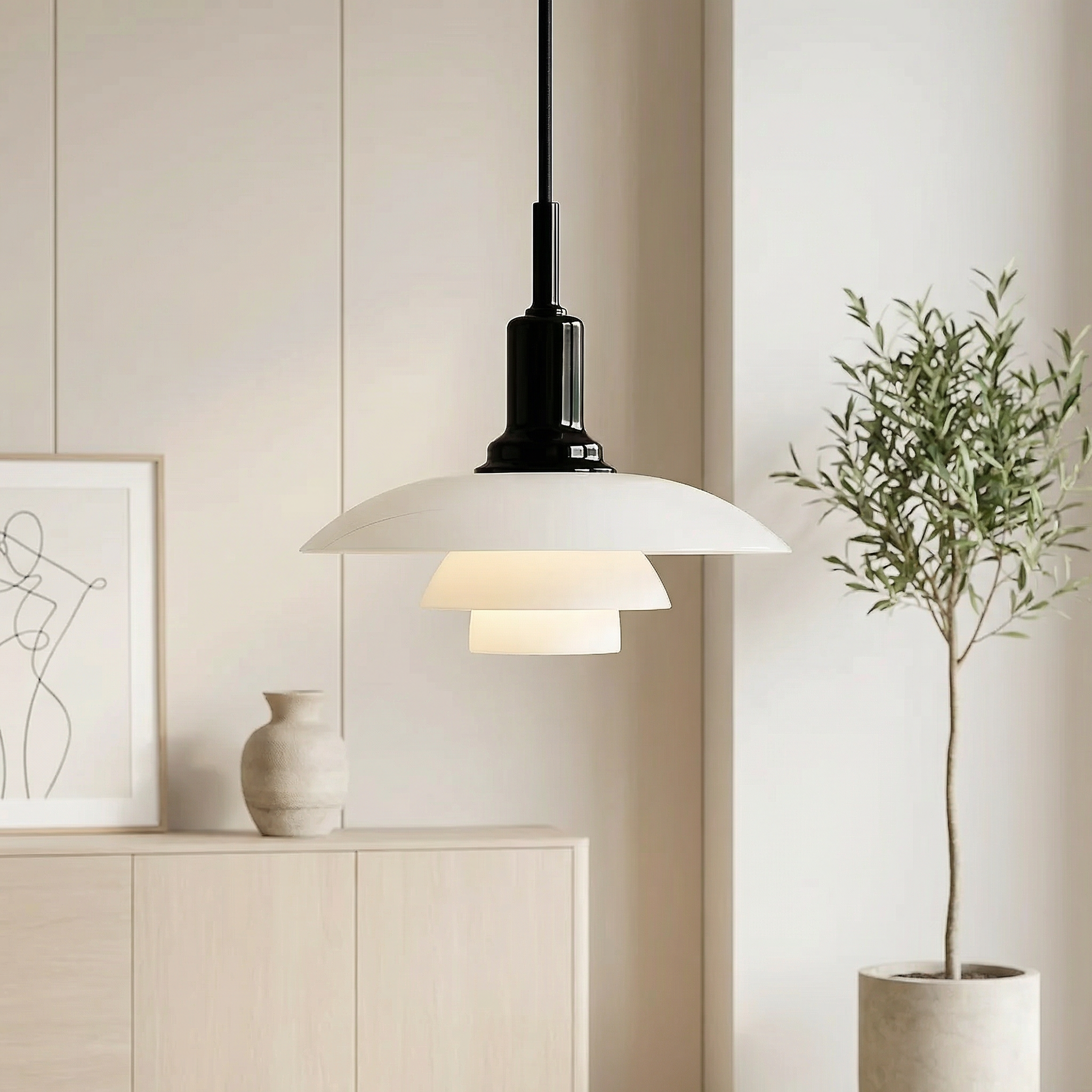 Lampa wisząca nowoczesna warstwowa kopułowa minimalistyczna