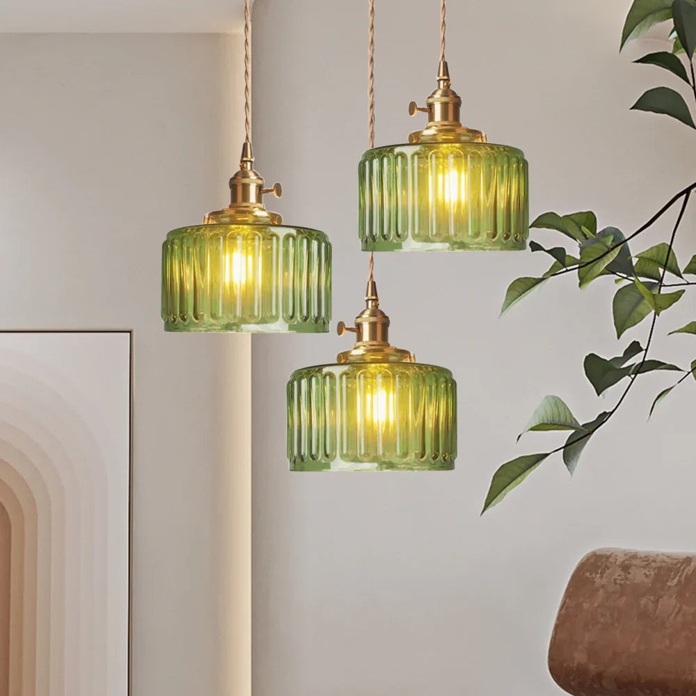 Lampa wisząca vintage rowkowana dekoracyjna